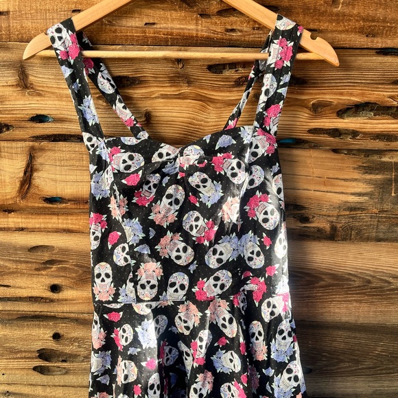 HELL BUNNY | Skull Print Sleeveless Punk Grunge Dress L - Picture 2 of 5